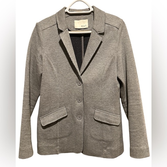 Oui deconstructed gray blazer size 6 mint condition with unfinished seems- EUC! - Picture 1 of 16
